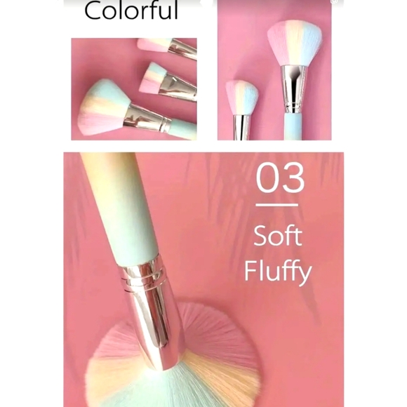 10 Piece High-Quality Gradient Colorful Makeup Brushes W/Vegan Leather Snap Case - Picture 9 of 14